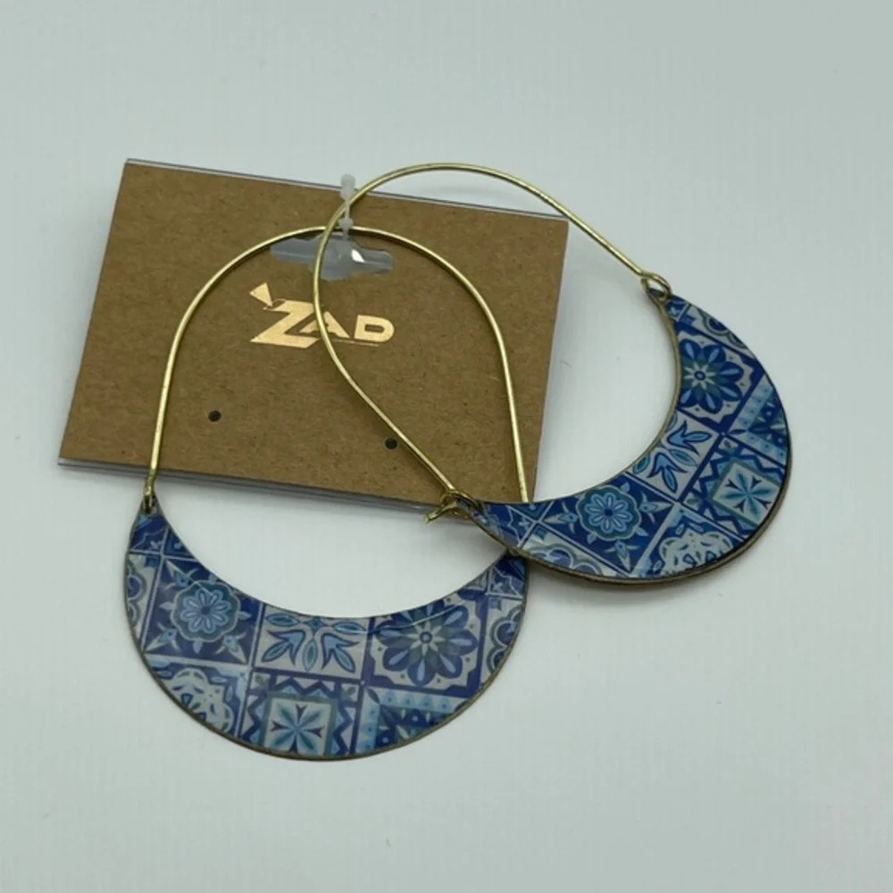 Modcloth x Zad Tile and Again Hoop Earrings - Picture 3 of 4